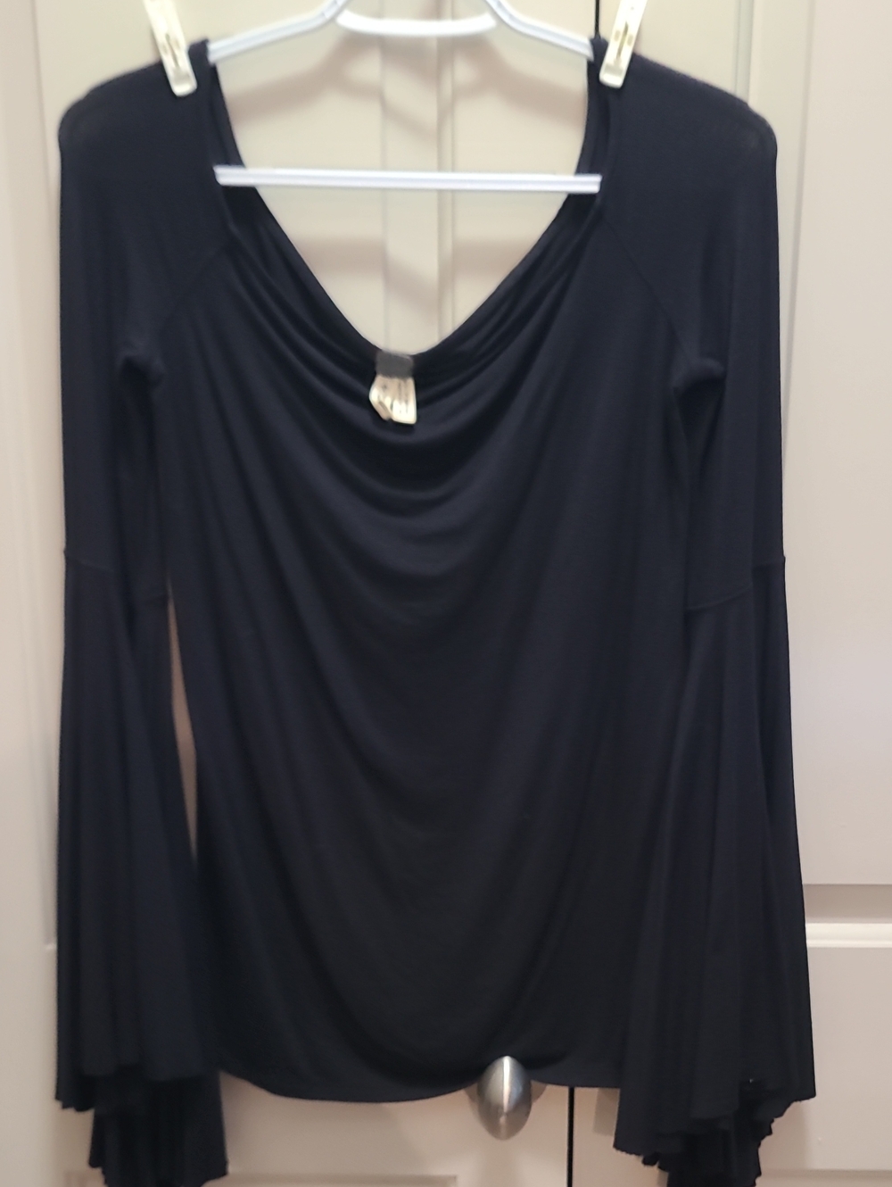 We The Free Black Long-Sleeve Draped Top